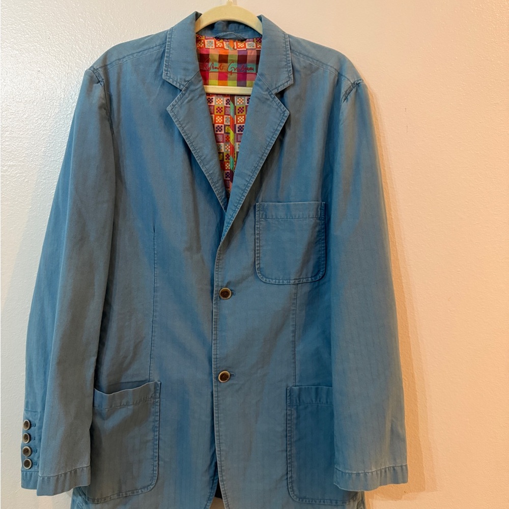 Vintage Robert Graham pinstripe, Multicolor Checkered Lining Blazer size L